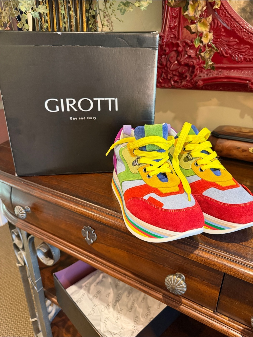 Girotti multi color sneakers size 7 new in box